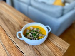 Velouté de potimarron aux champignons